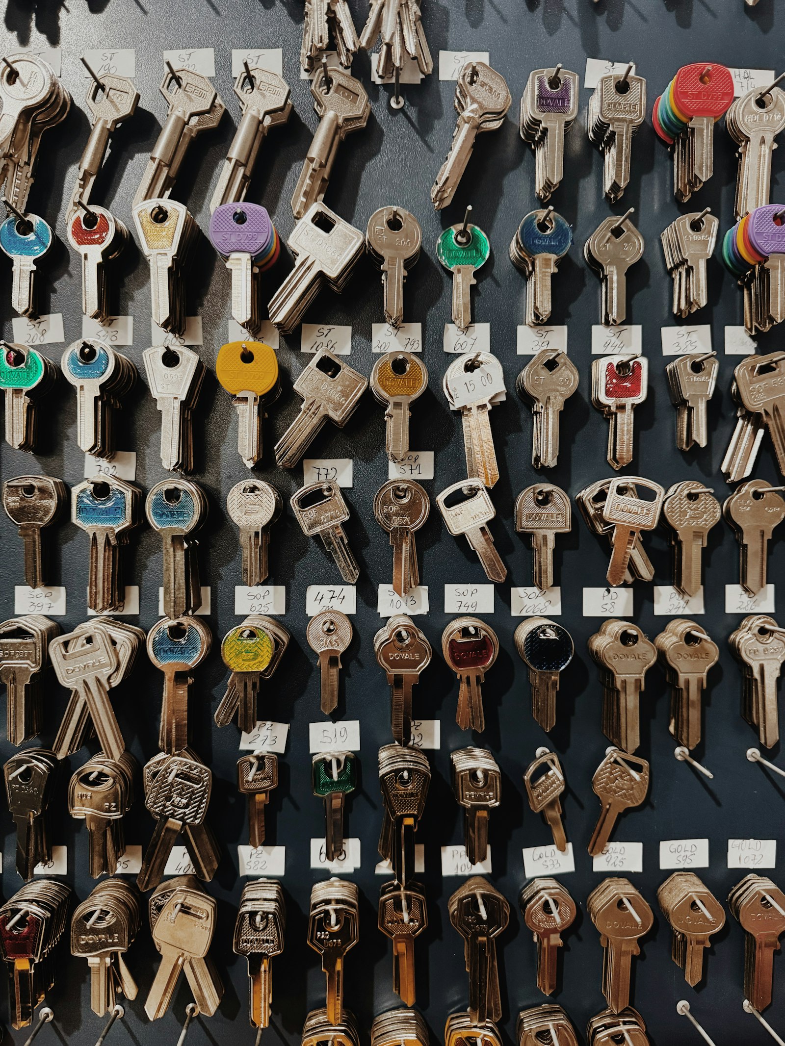Wall displaying many different types of keys